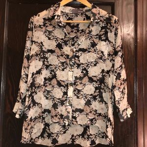 Myne Magnolia Blossom Sheer Flowy Top